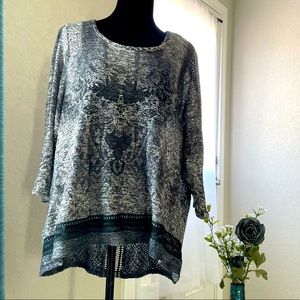 World Unity Woman Crochet Blue/Gray Sweater 3X